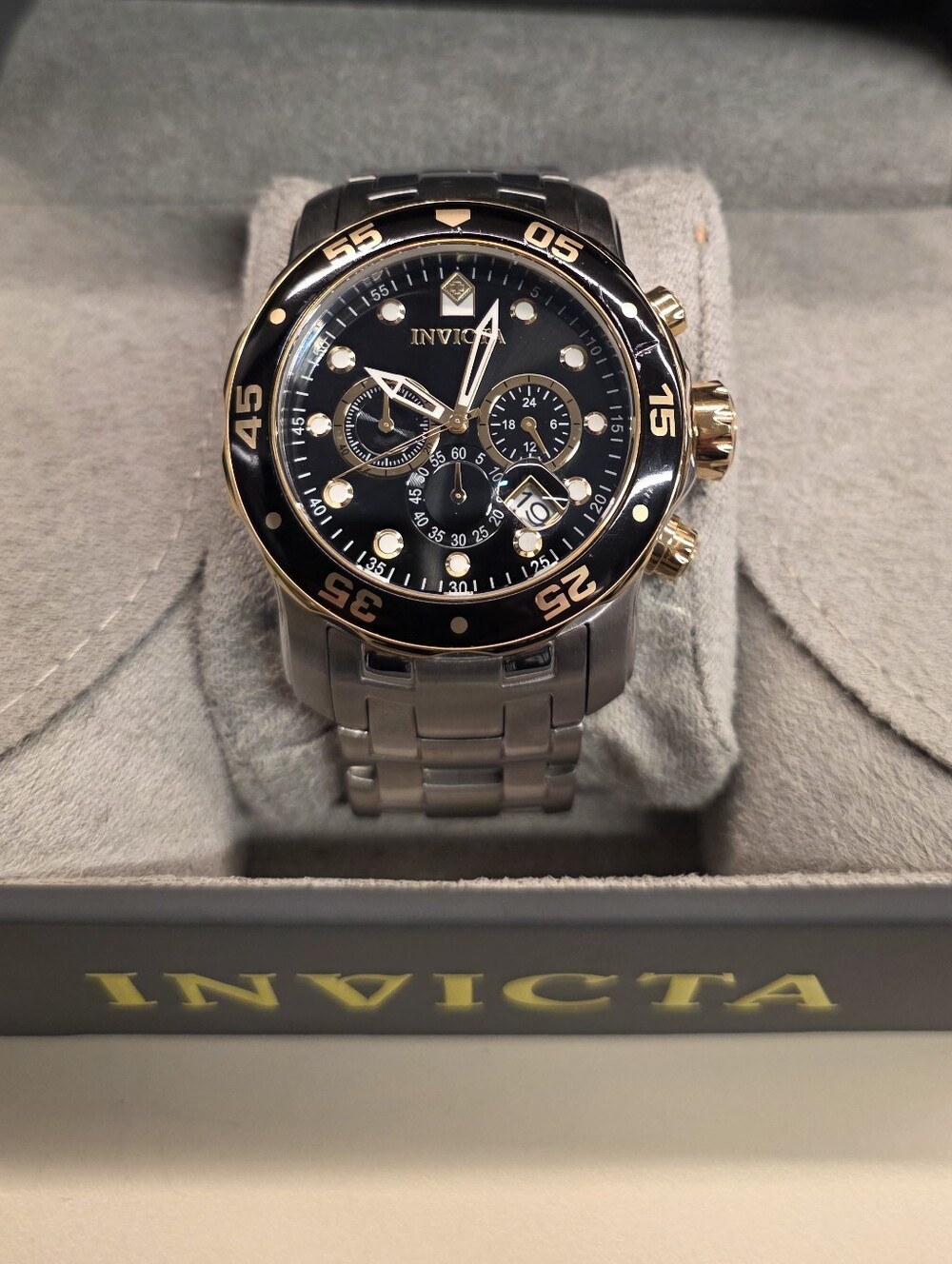 Invicta Men's Two-Tone Black and Gold Chronograph Watch